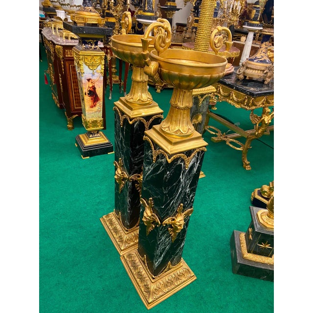 1960s 1960s Pair of Louis XVI Empire Style Marble & Bronze Jardinieres / Pedestal For Sale - Image 5 of 8