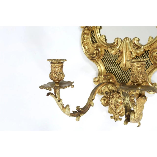 Metal Bronze Mirrored Back Sconces - a Pair For Sale - Image 7 of 9