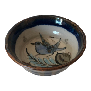 Mexican Stoneware Blue Bird Decorative Bowl - Ken Edwards