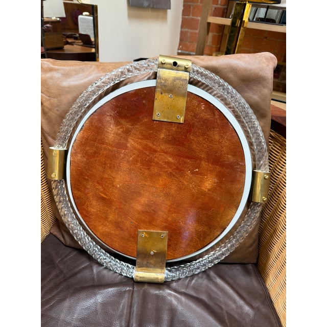 Round Murano Glass and Brass Wall Mirror 1970s For Sale In Los Angeles - Image 6 of 6