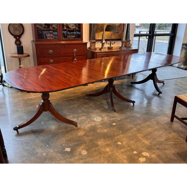 19th Century Mahogany Triple Pedestal Dining Table For Sale - Image 14 of 18