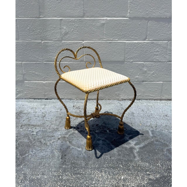 Vintage Regency Vanity Stool For Sale - Image 4 of 7