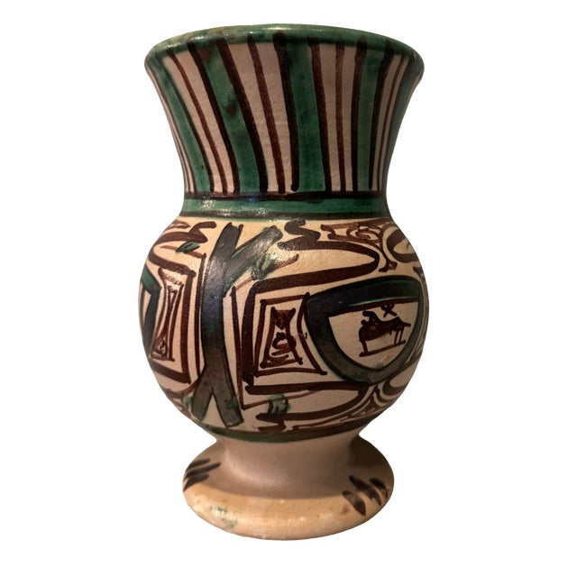 Mid-Century Modern Domingo Punter Teruel Spanish Studio Pottery Vase, Mid-Century Mudéjar Revival, Hand-Painted Ceramic For Sale - Image 3 of 8
