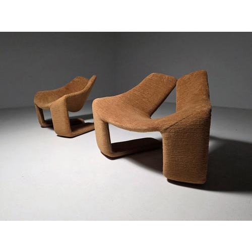 Zen Lounge Chairs by Kwok Hoi Chan in Rust Brown Chenille from Steiner, 1970s, Set of 2 For Sale - Image 3 of 8