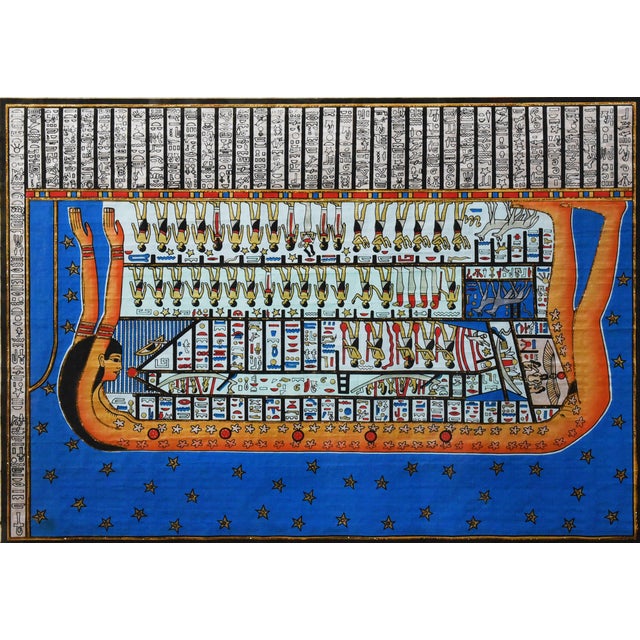 Experience the majesty of ancient Egypt with this exquisite papyrus artwork by artist Badr Roshdi. Measuring 34" x 44",...