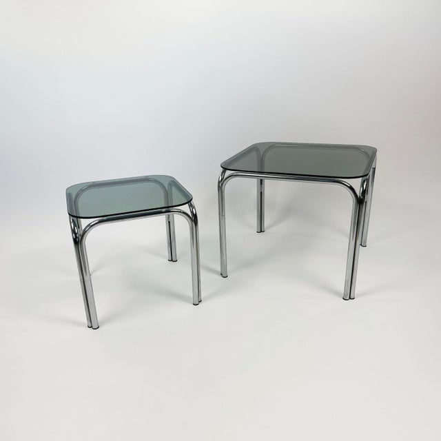 Glass Nesting Tables, 1970s, Set of 2 For Sale - Image 4 of 7