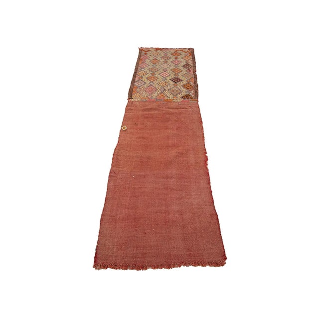 Embroidered Vintage kilim rug from Denizli region of Turkey. Approximately 45-55 years old. In very good condition