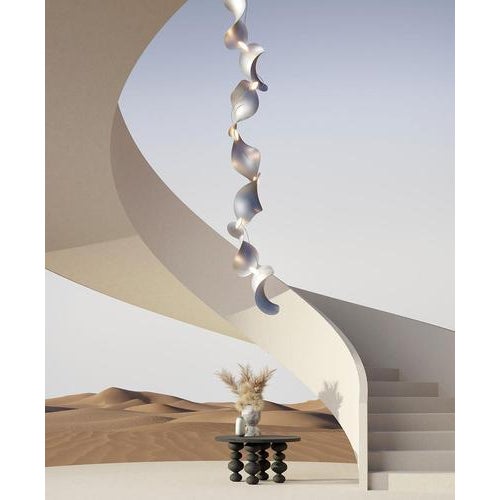 Dune 4 Vertical Line Chandelier in Silver Anodized Aluminum by Moss Objects For Sale - Image 9 of 17