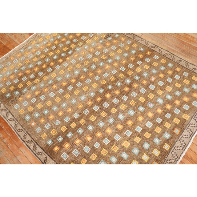 Vintage Zabihi Collection Geometric Funky Turkish Rug - 5'2" x 6'7" For Sale - Image 4 of 9