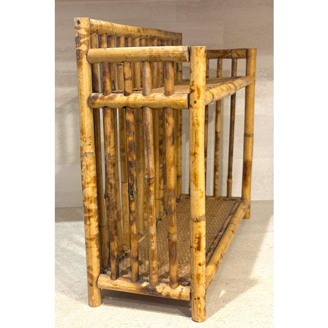 Camel Tortoise Rattan Burnt Bamboo Wall or Tabletop Shelf For Sale - Image 8 of 12