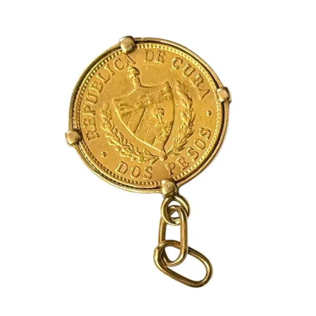 Vintage 14k Gold Cuban Dos Pesos Coin Pendant, 1916 For Sale In Tampa - Image 6 of 8