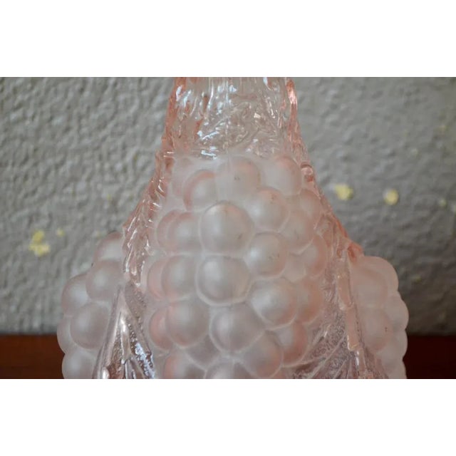 Glass Italian Bottle in Sandblasted Pink Glass from Empoli, 1960s For Sale - Image 7 of 10