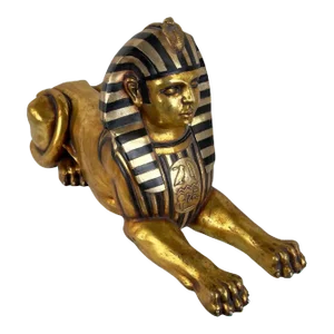 Egyptian Hand Painted Gold Sphinx Statue