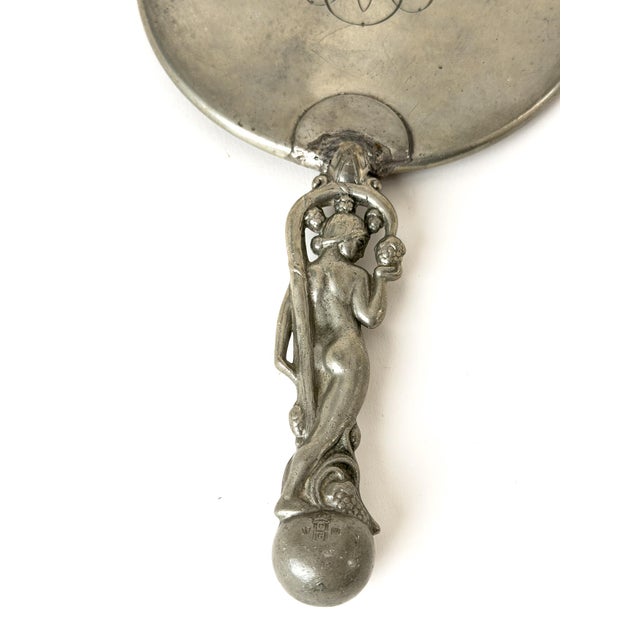 1920s Pewter Hand Mirror by C.G. Hallberg, Stockholm, 1929 For Sale - Image 5 of 8