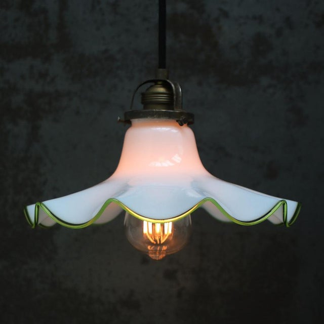 Mid-Century Modern Mid-Century Modern French Opaline Glass Pendant Light For Sale - Image 3 of 6