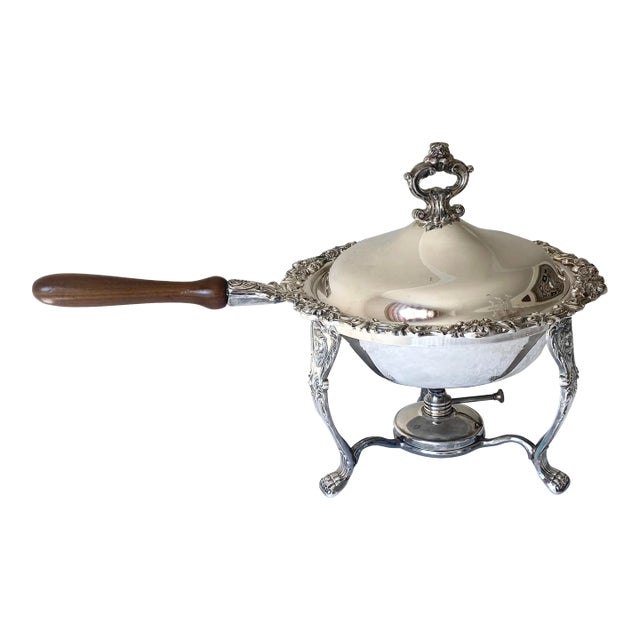 Mid 20th Century Ornate Silver Plated Chafing Dish For Sale