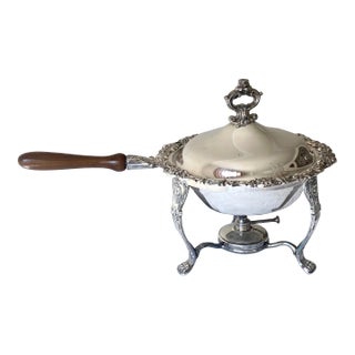 Mid 20th Century Vintage Ornate Silver Plated Chafing Dish For Sale