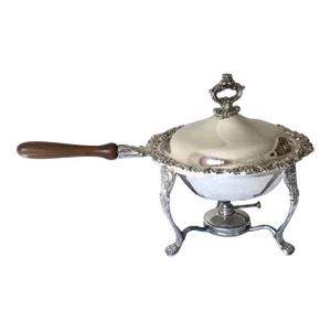 Ornate Silver Plated Chafing Dish Mid 20th Century.