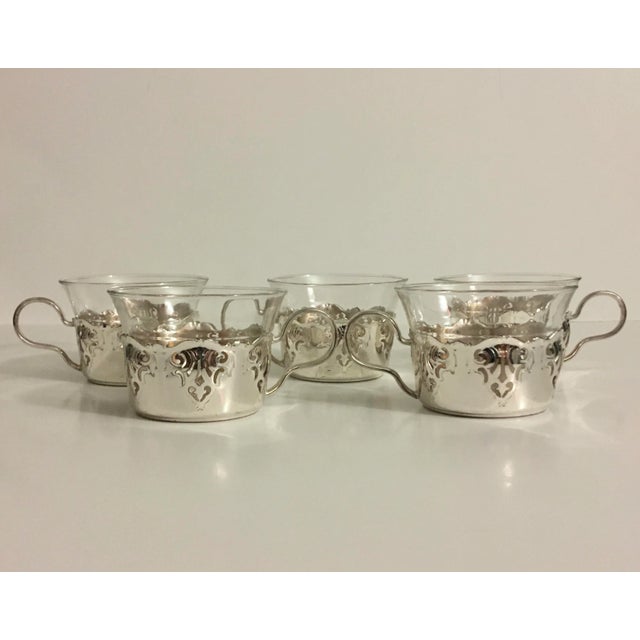 Vintage Glass & Chrome Teacups - Set of 5 For Sale - Image 12 of 13