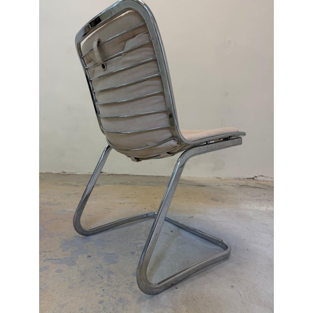 Chrome Cantilever Chairs with Cream Seat Cushions by Gastone Rinaldi for Rima, Set of 4 For Sale - Image 5 of 11