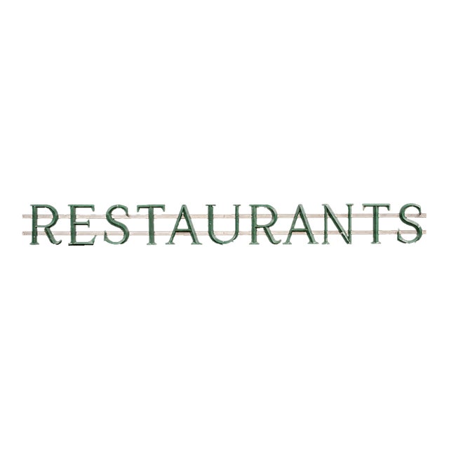 Vintage "Restaurants" Painted Aluminum Lettering Sign For Sale