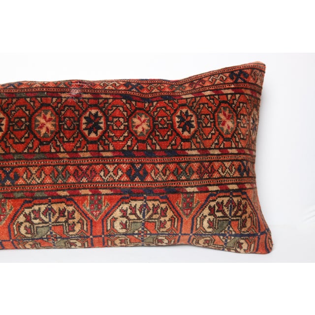 Textile Rustic Vintage Handknotted Lumbar Rug Pillow Cushion Cover -16'' X 47'' For Sale - Image 7 of 8