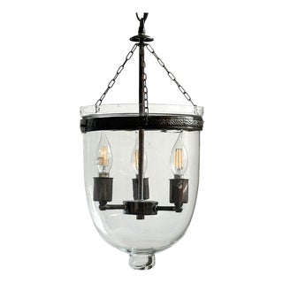 Vintage Clear Hundi Bucket Transitional Spanish Pendant Light For Sale