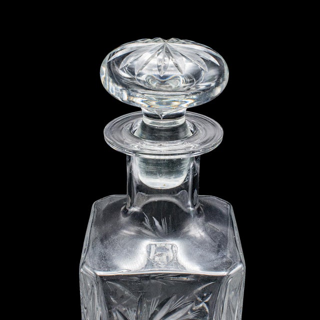 Glass Vintage Whiskey Decanter, English, Cut Glass, Scotch, Brandy, Spirits, c.1975 For Sale - Image 7 of 12