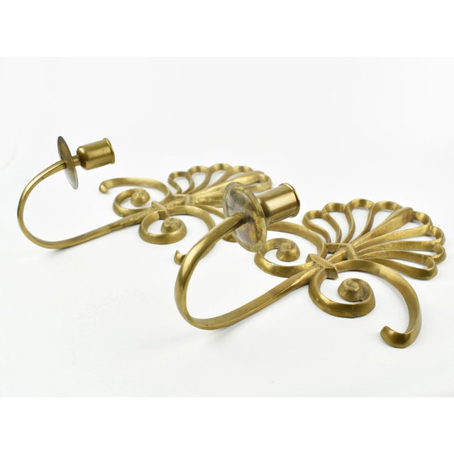 MidCentury Solid Brass Wall Mounted Sconces Single Candle Candlestick