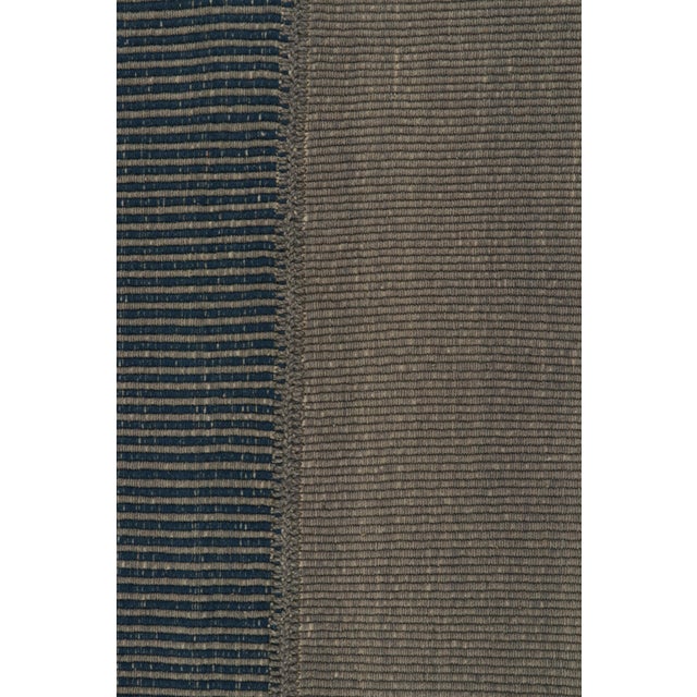 Rug & Kilim’s Contemporary Kilim in Gray and Blue Textural Stripes For Sale In New York - Image 6 of 7