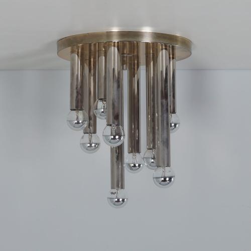 Silver Brass Model 2165 Ceiling Lamp by S.A. Boulanger, 1970s For Sale - Image 8 of 10