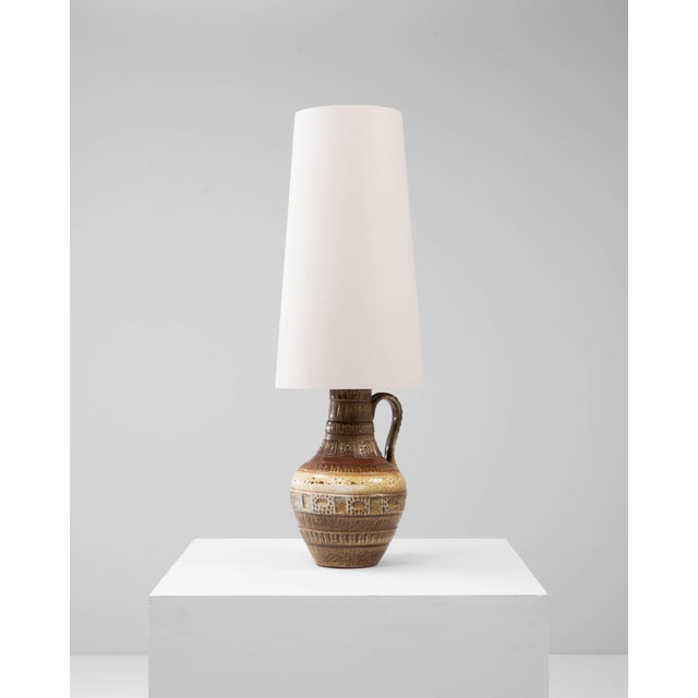 Mid-Century Modern 20th Century German Ceramic Table Lamp With Etched Detailing For Sale - Image 3 of 18