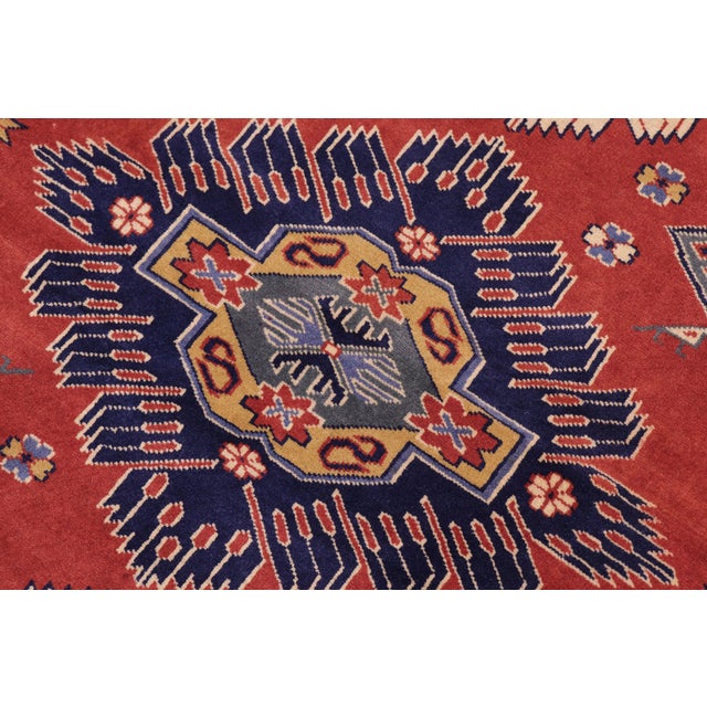 1980s Shabby Chic Shirwan Rust/Blue Wool Rug - 4'6''x6'1'' For Sale - Image 5 of 10