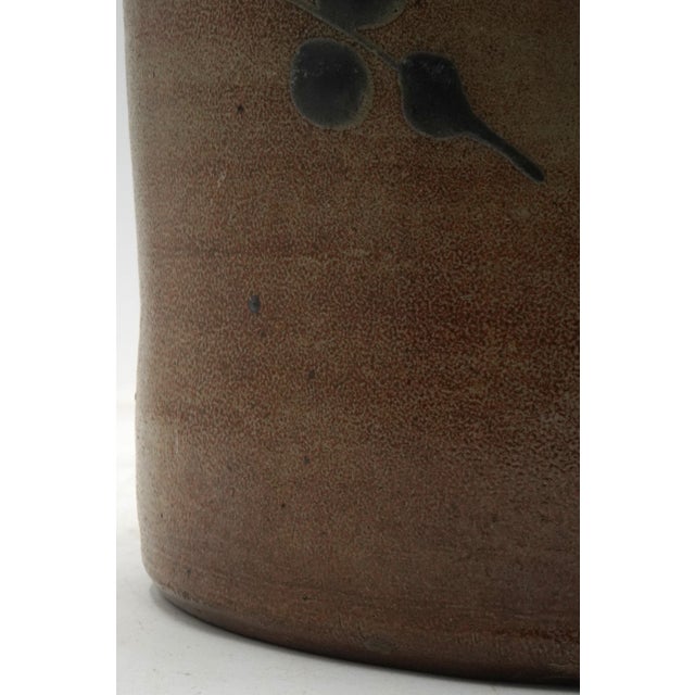 Blue Antique Blue Stoneware Crock Jug W. Handle W. Bird For Sale - Image 8 of 11