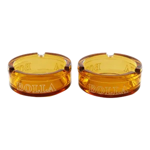 Bolla Wine Amber Glass Ashtrays - a Pair