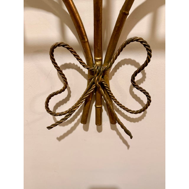 Gilt Iron Faux Bamboo Wall Shelf / Console For Sale - Image 10 of 12