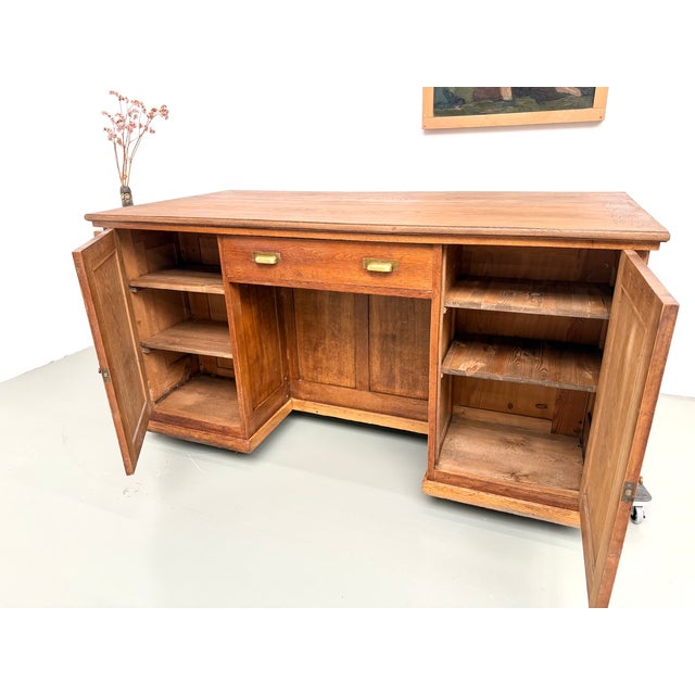 Double-Sided Oak Shop Counter, 1890s For Sale - Image 13 of 18