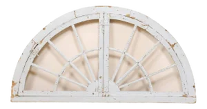 19th Century French Painted Pale Blue Half Circle Window Casement