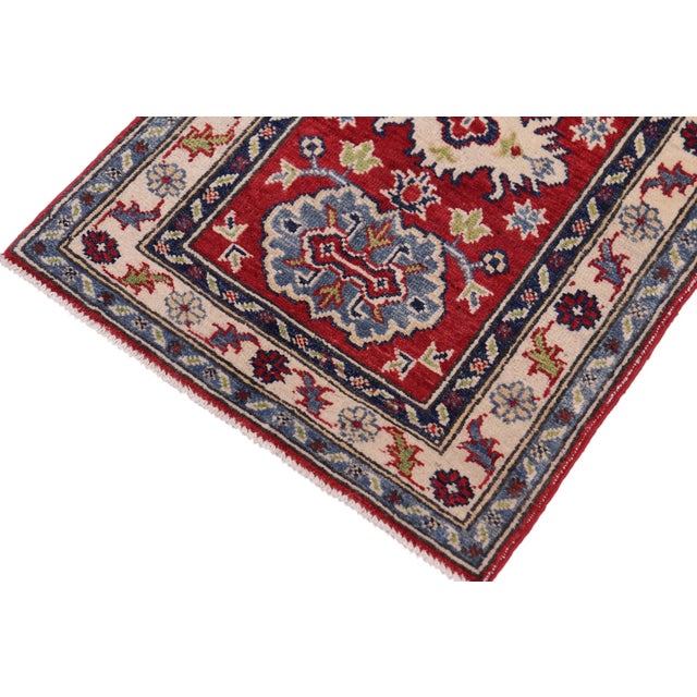 Tribal Bohemian Kazak Tribal Red/Beige Wool Rug - 2'0''x3'0'' For Sale - Image 3 of 10