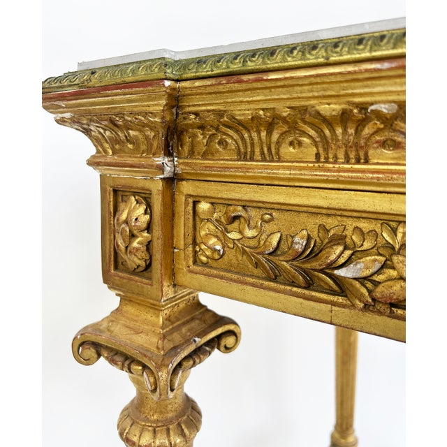 18th Century French Louis XVI Giltwood Console Table With Inset Onyx Top For Sale - Image 12 of 17