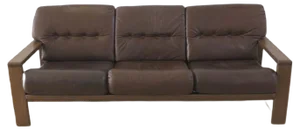 Vintage German Three-Seater Leather Sofa