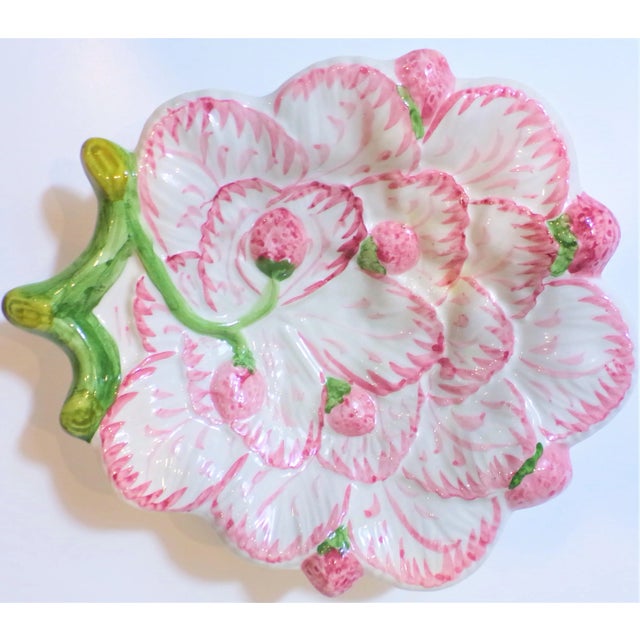 Vintage Strawberry Majolica Plate Made in Portugal For Sale In Houston - Image 6 of 9