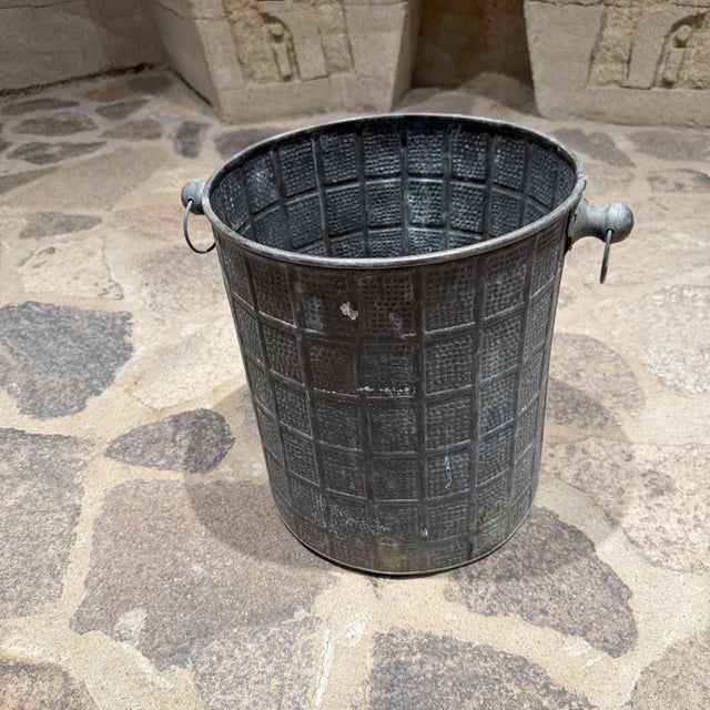 Unique Vintage Planter Brass Bucket Hand Hammered Handles Verdigris For Sale In San Diego - Image 6 of 10