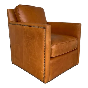 Revelation Modern Rust Brown Leather Roosevelt Swivel Chair
