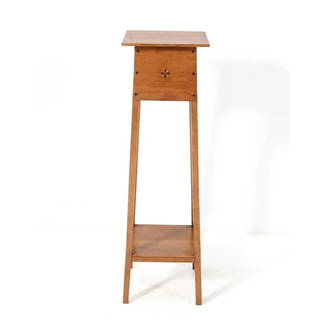 Art Nouveau Arts & Crafts Oak Pedestal by Jac. Van Den Bosch, 1900s For Sale - Image 5 of 6