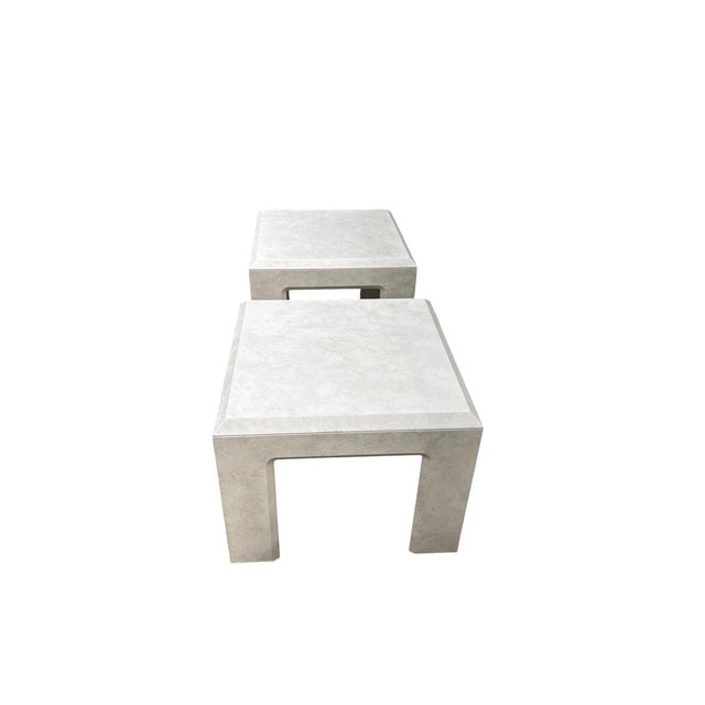 Lane Furniture Vintage 1970s Postmodern Faux Stone Waterfall Side Tables by Lane Furniture - A Pair For Sale - Image 4 of 11