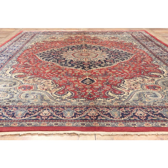 Red Late 20th Century Vintage Indian Tabriz Rug - 08'00 X 11'04 For Sale - Image 8 of 9