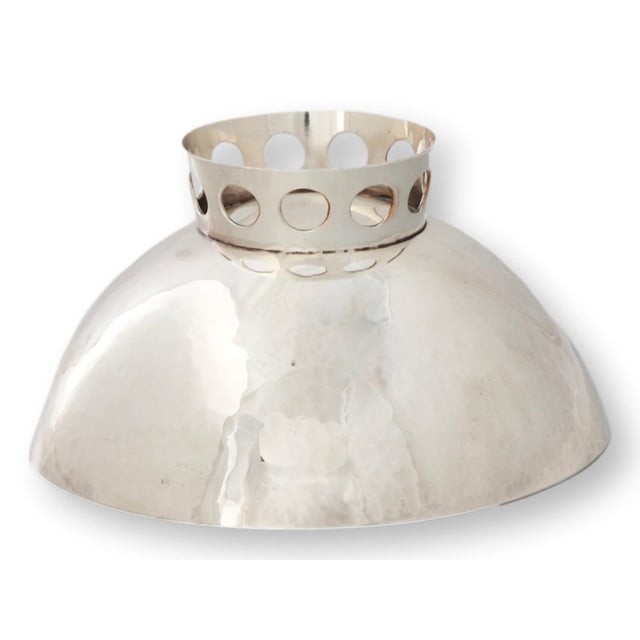 Exceptional hand-wrought English silver bowl in the Arts and Crafts style, likely 1910s–1930s. Features a subtly hammered...