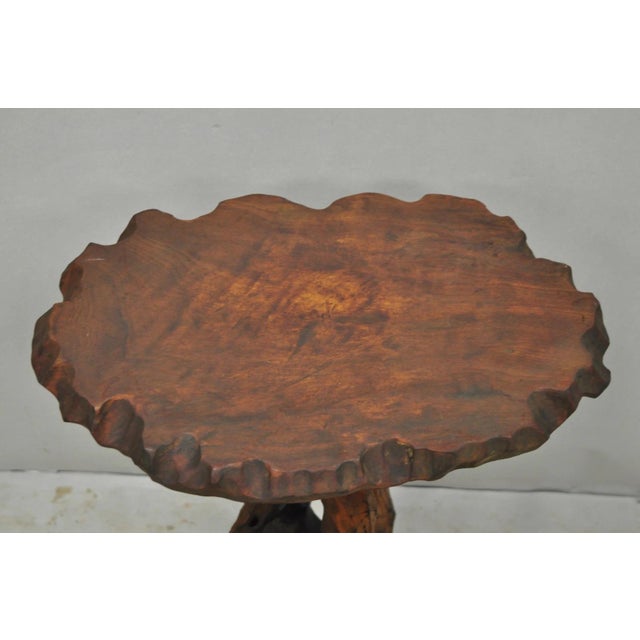 Vintage Mid Century Modern Live Edge 2 Tier Walnut Plant Stand Side Table For Sale - Image 4 of 16