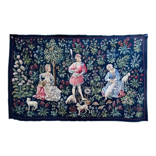 19th-Century Wool & Silk Handwoven Tapestry For Sale